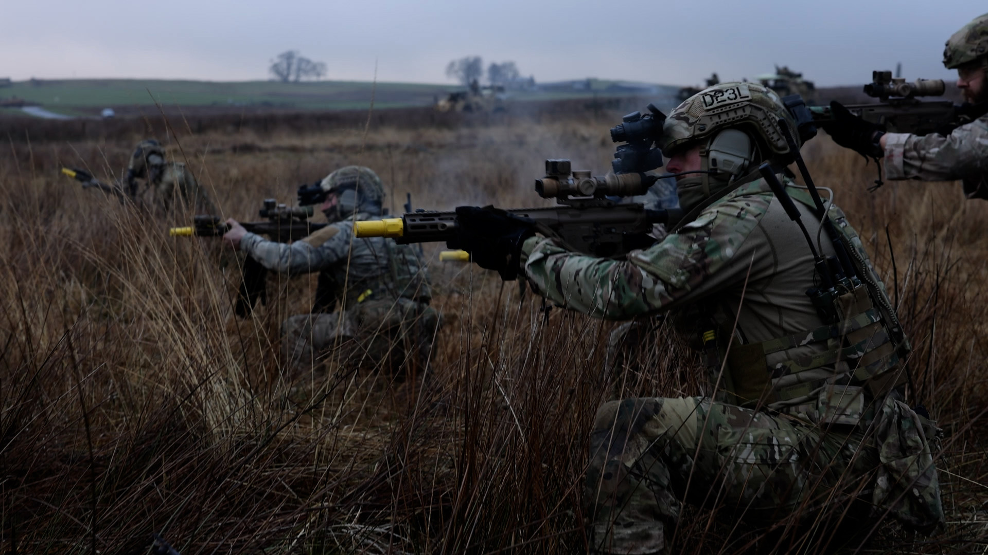 The personnel engage in a fire fight on the exercise