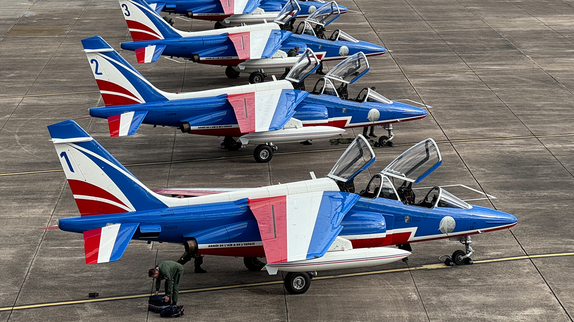 While the Red Arrows transitioned from the Folland Gnat onto the Hawk, their French counterparts moved from the Fouga Magister to the Alpha Jet (Picture: BFBS)