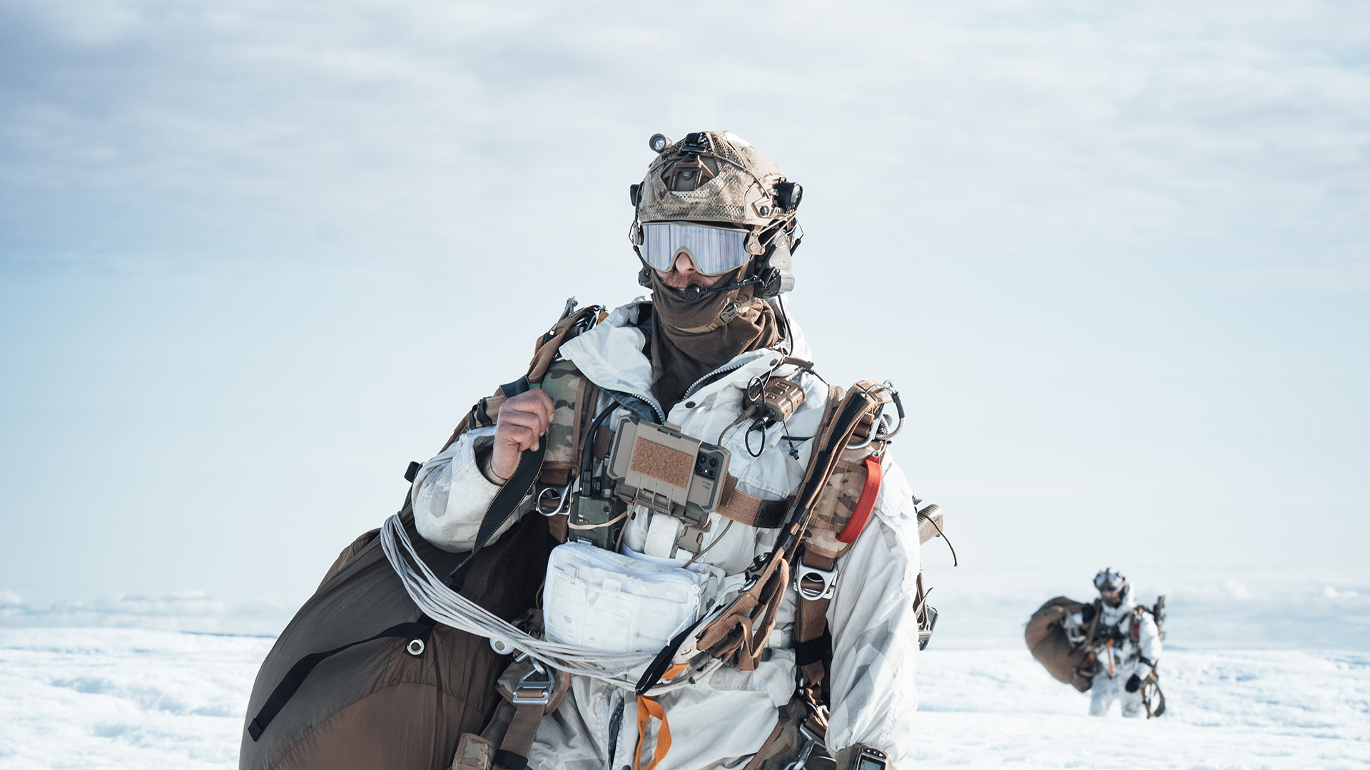 Soldiers from the Jaeger Corps train on the Greenland Ice Sheet