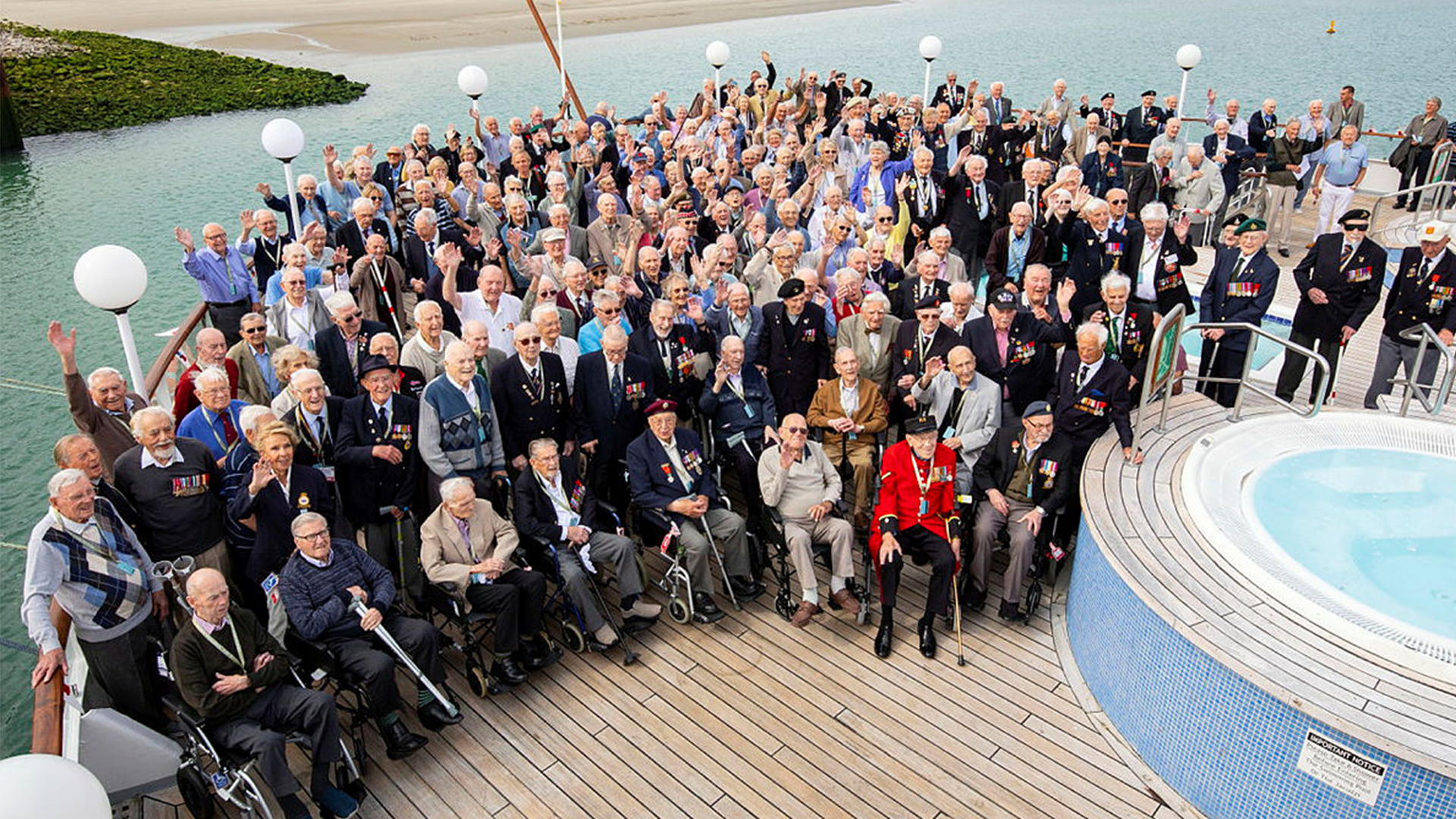 D-Day veterans onboard MV Boudicca, as she sails out of Dover 2019 CREDIT MOD