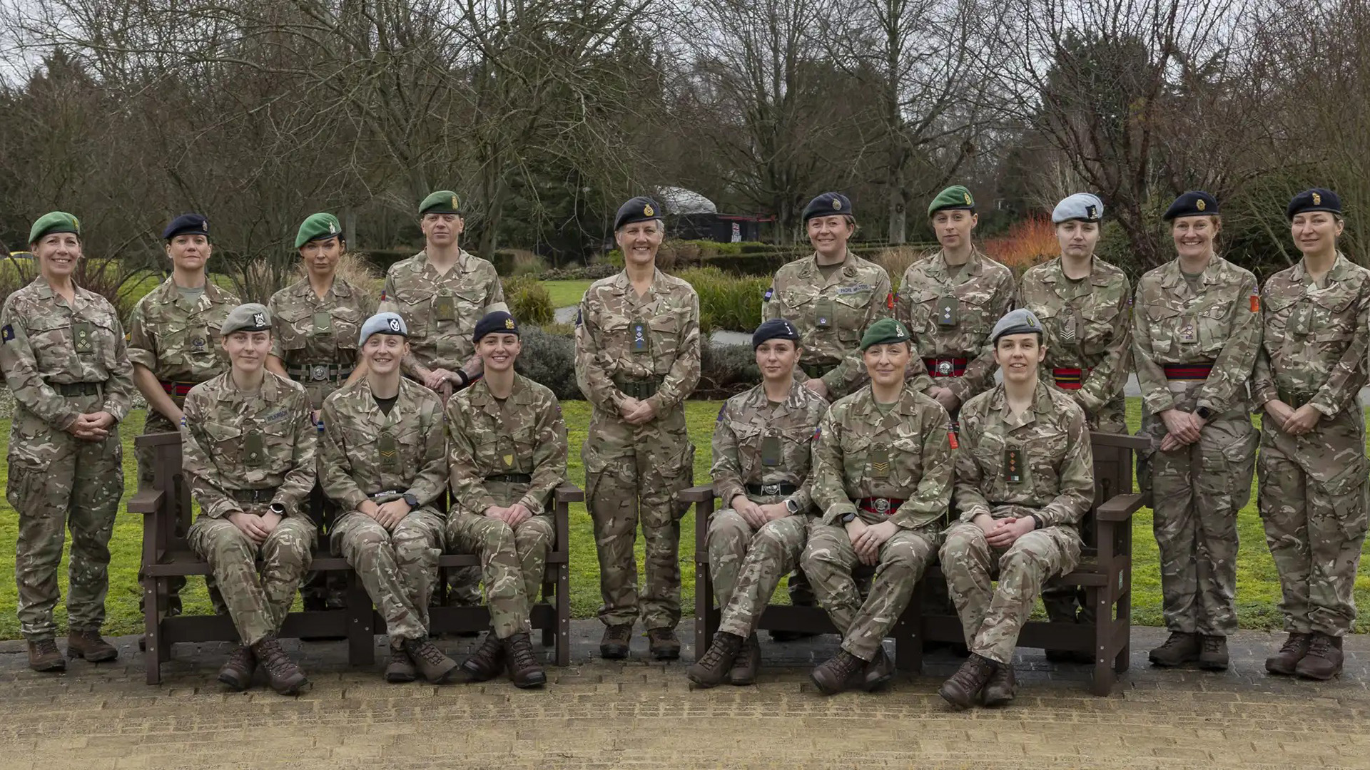 General Dame Sharon Nesmith pictured with some of the 18 servicewomen