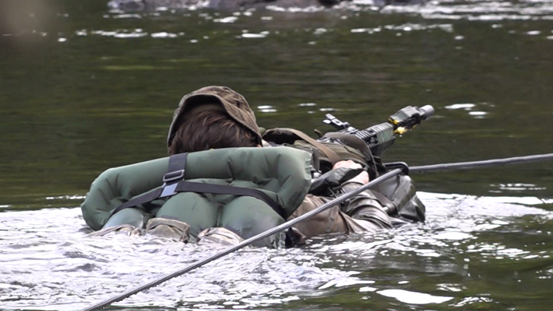 1 Royal Anglian soldiers are expected to complete a river crossing 20062023 CREDIT BFBS