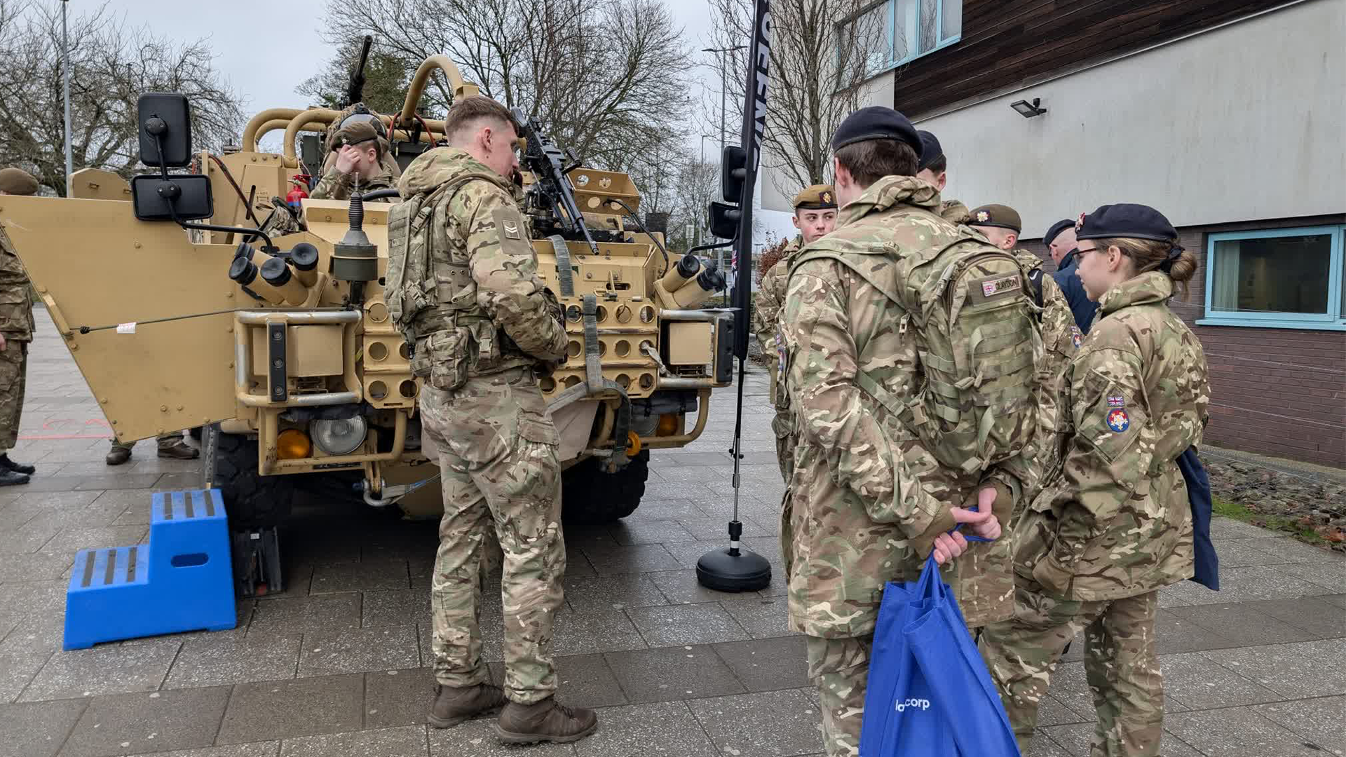 10022026 Cadets gather around a military vehicle display CREDIT BFBS