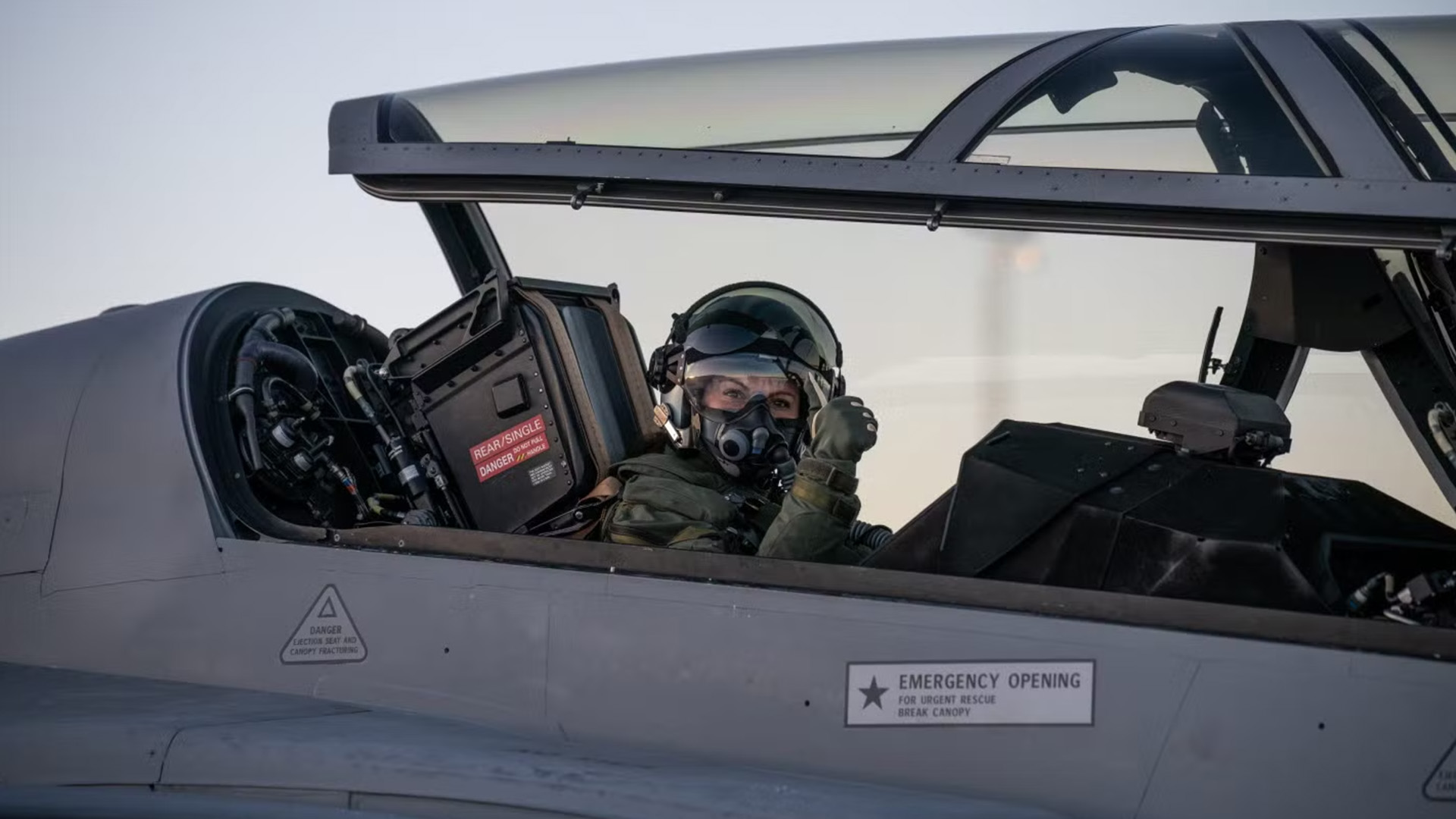 The Crown Princess in a JAS 39 Gripen during her programme