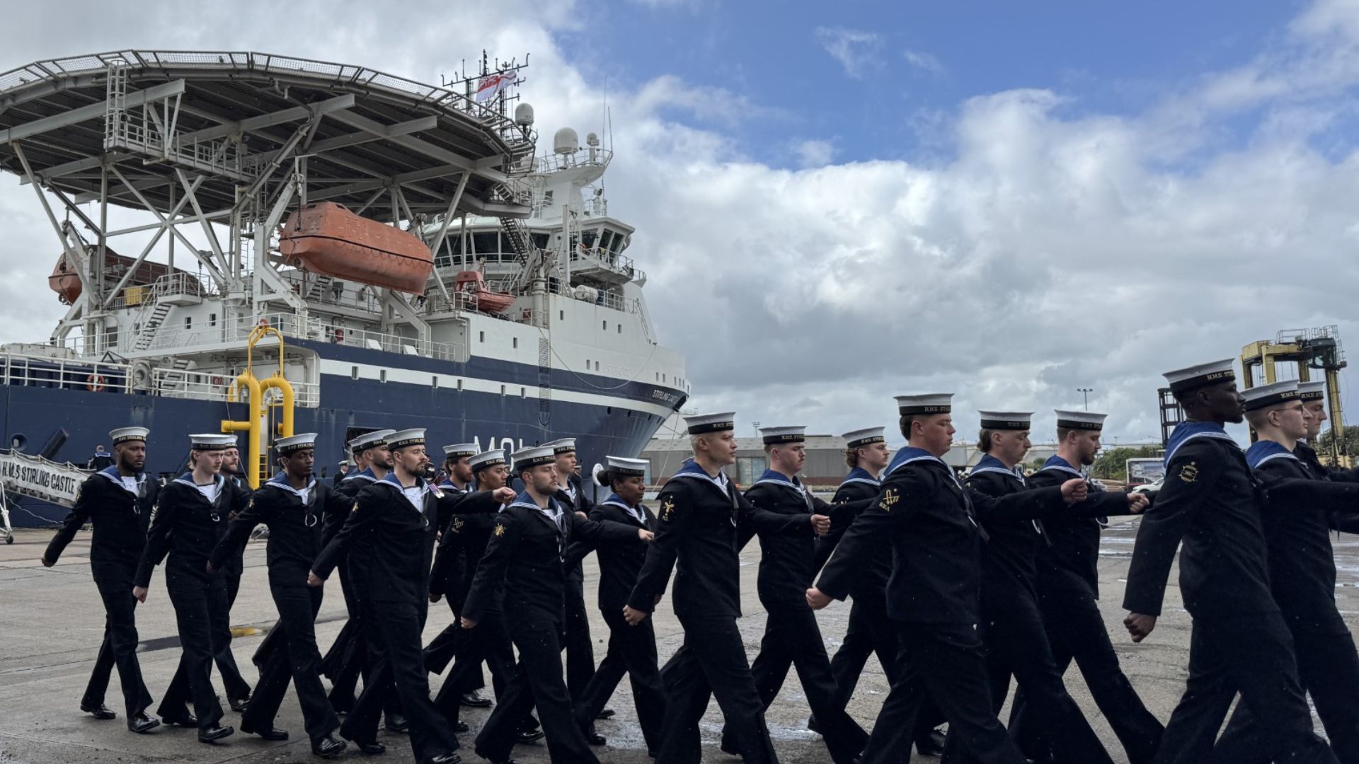 The former offshore support vessel was initially part of the Royal Fleet Auxiliary before being transferred over to the Royal Navy (Picture: BFBS)