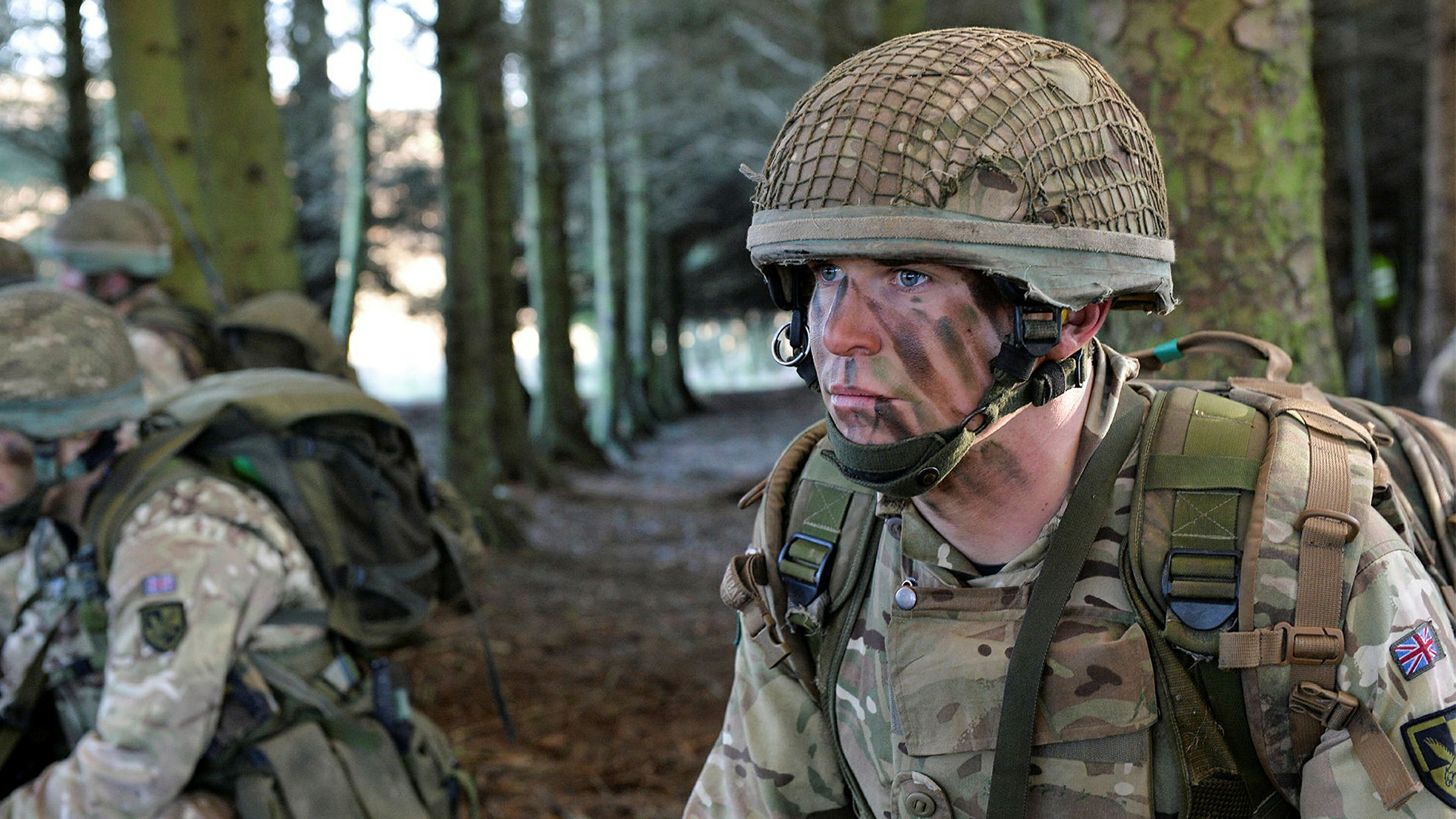 Troops train on the Otterburn ranges in Northumberland