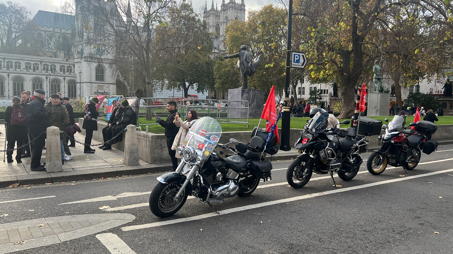 Veterans traveled by motorbike to attend the protest, which coincided with the second reading of the Troubles Bill in Parliament
