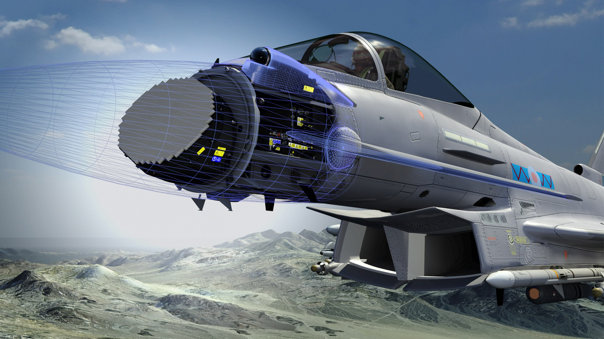 This artist's impression shows the advanced radar upgrade fitted to an RAF Typhoon FGR Mk4 flown by No. 6 Squadron