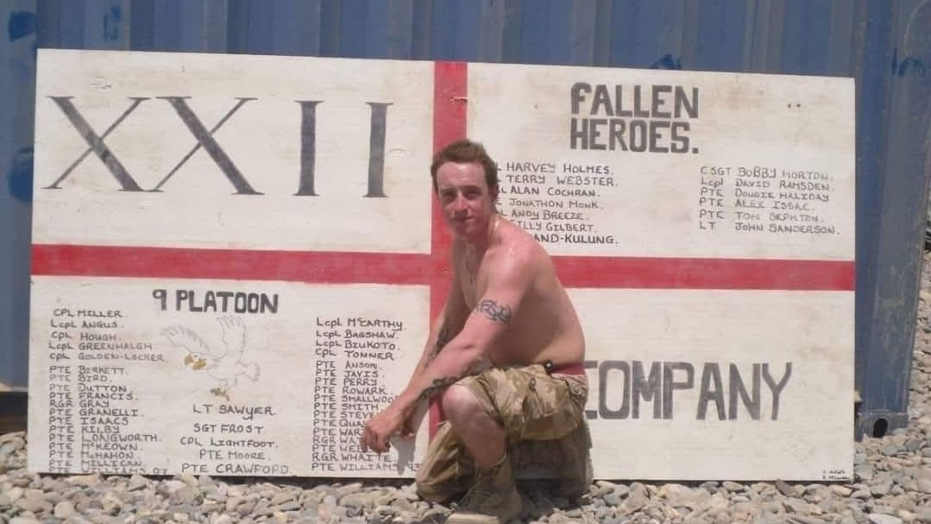 Lance Corporal Webb's name is added to the C Coy roll (Picture: Webb family)