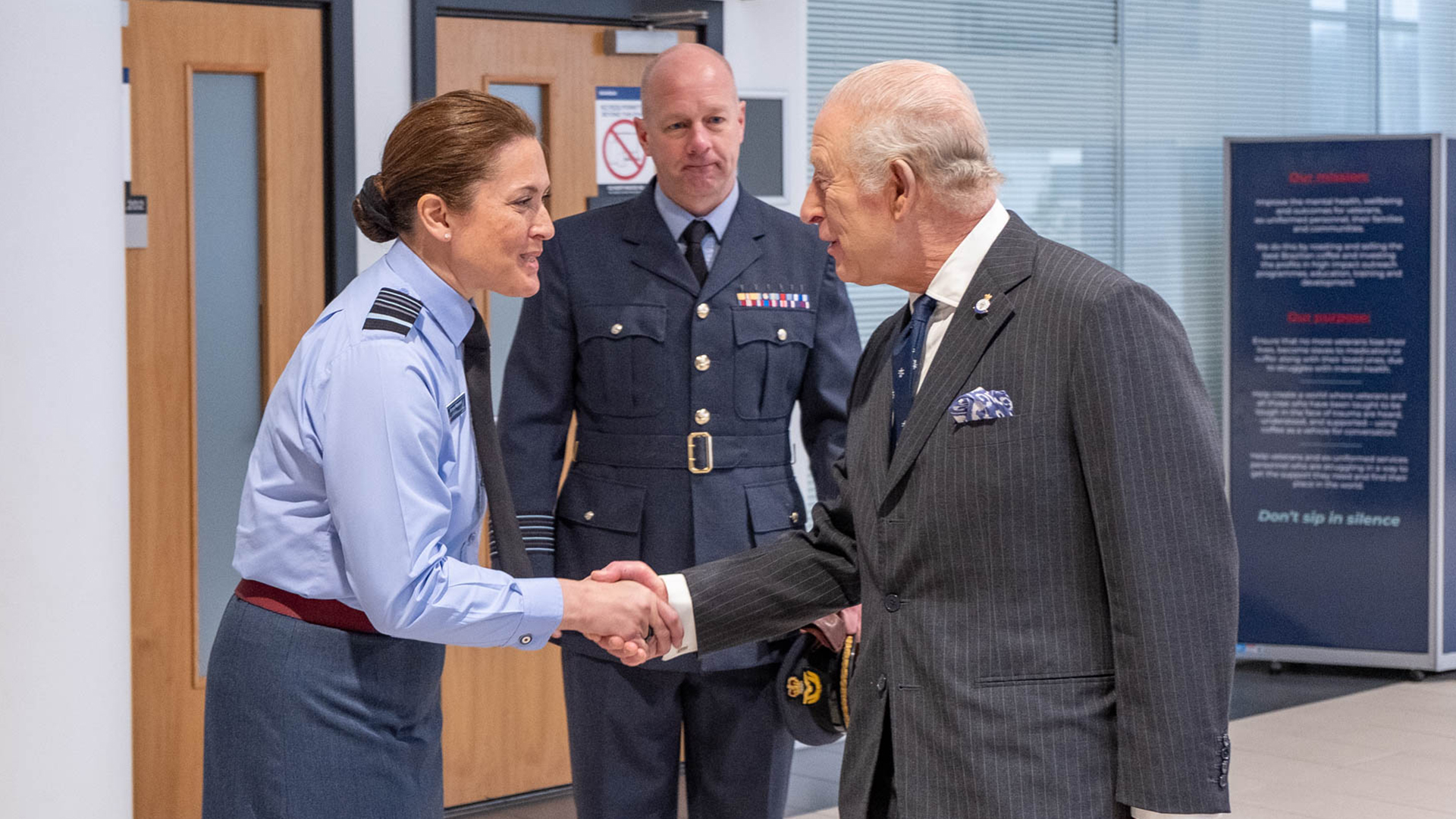 The King was greeted by Air Marshal Suraya Marshall, the Deputy Commander of CSOC