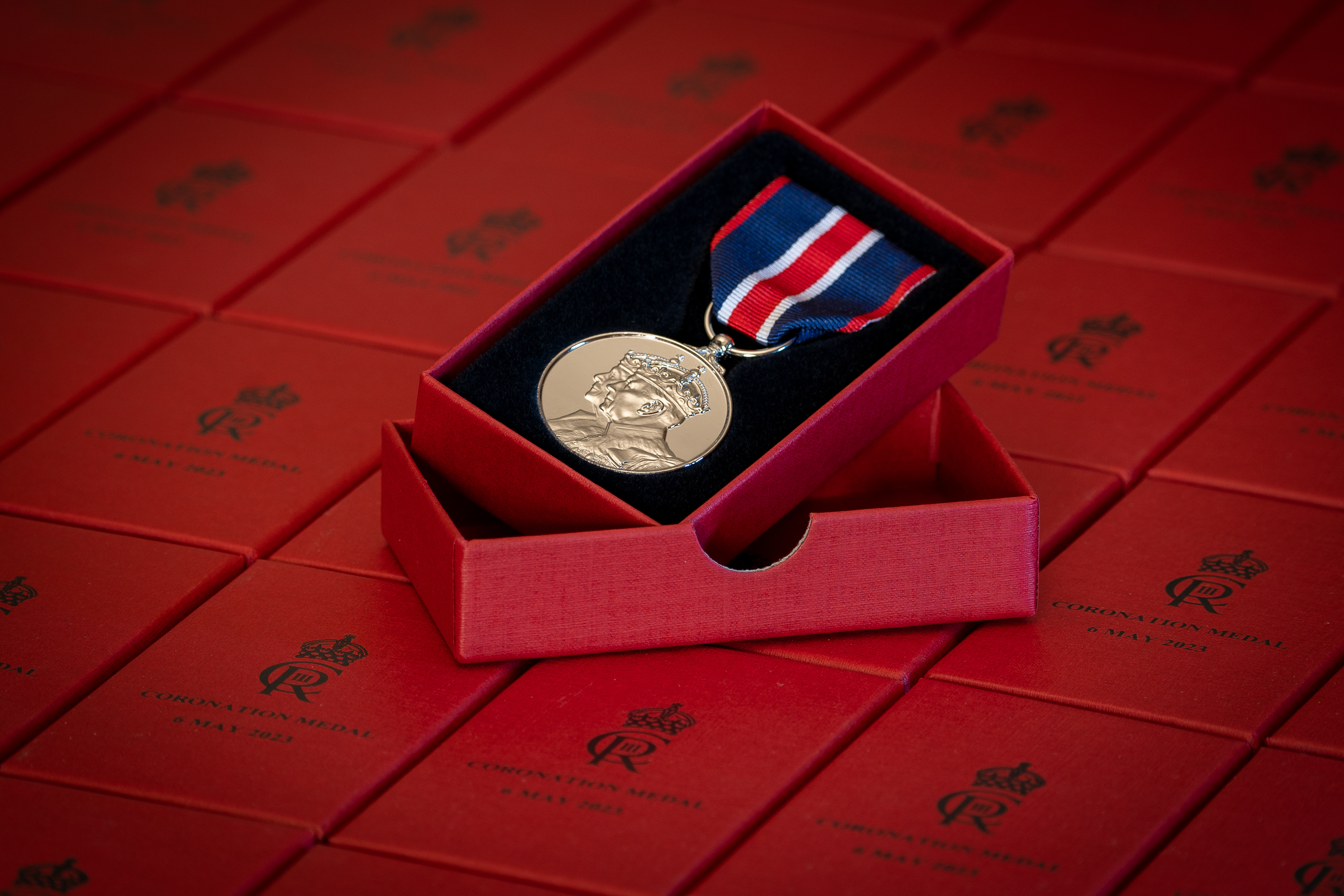 A box containing the coronation medal designed for King Charles III and Queen Camilla coronation on 6 May 2023 (Picture: DCMS).
