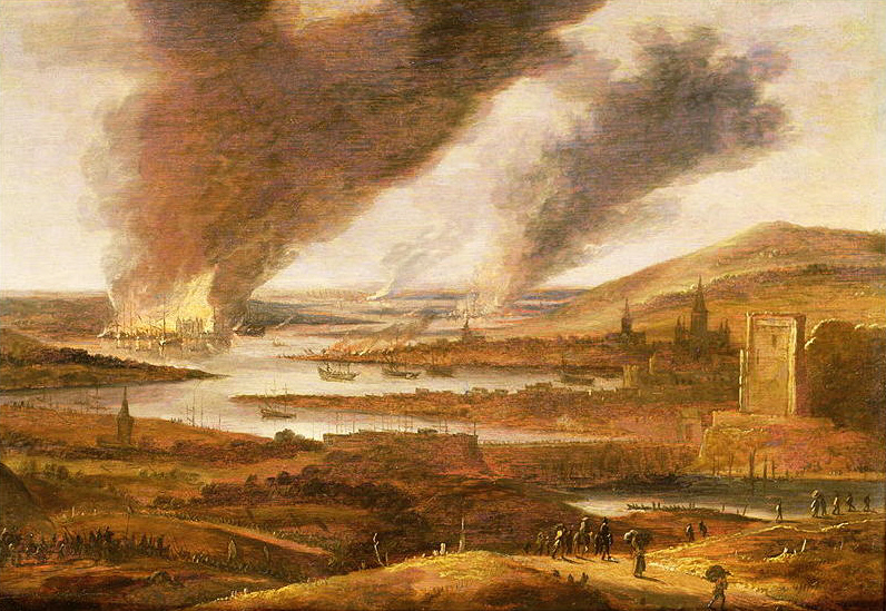 A picture by Willem Schellincks of the raid. The view is from the south