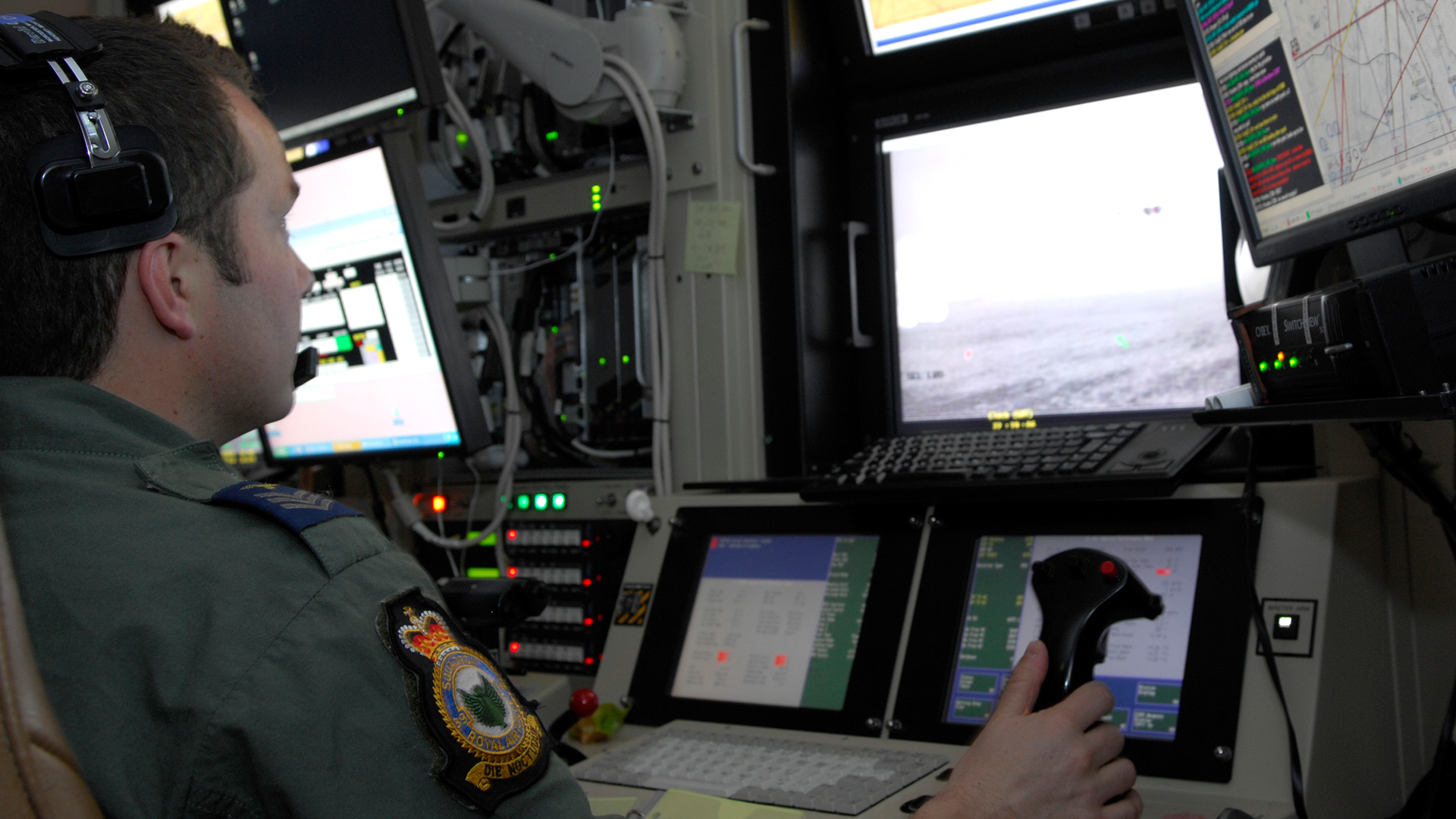 A pilot from 39 Squadron remotely controls an MQ-9 during a training sortie from Creech Air Force Base in 2009 (Picture: MOD)