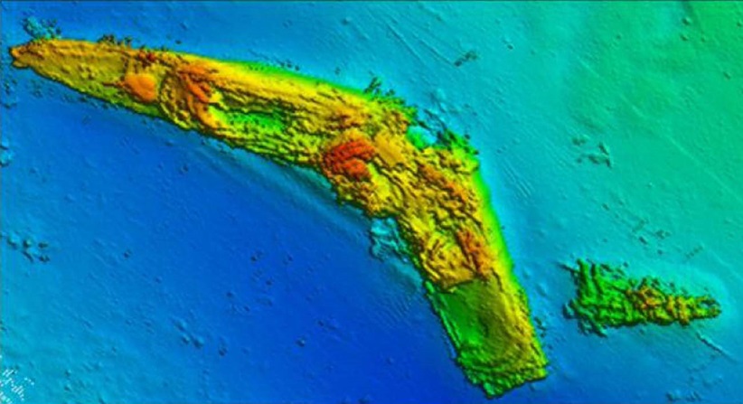 HMS Antelope sonar colour scan - Falklands wrecks. Credit: MoD