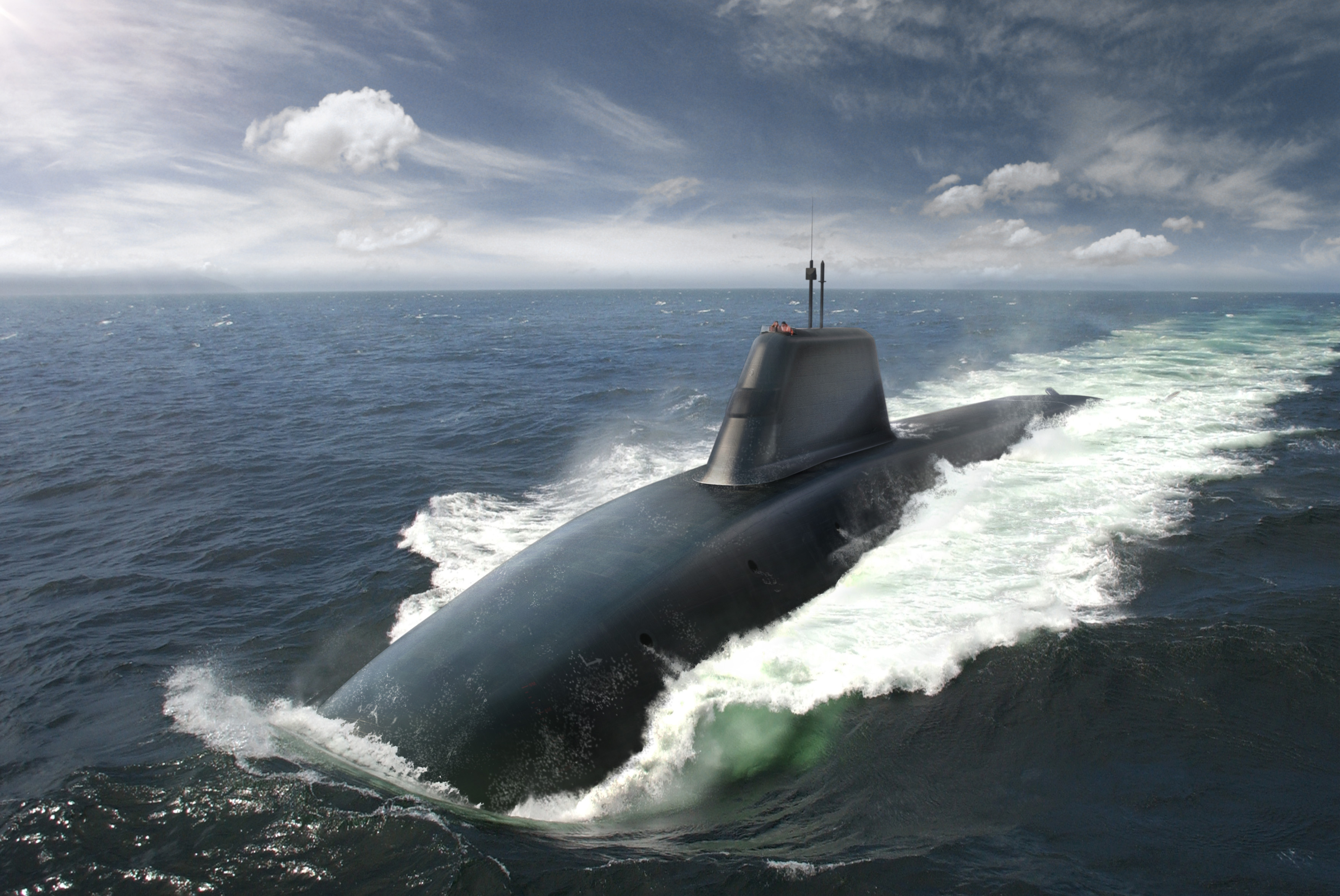 An artist's impression of the Dreadnought-Class submarine above water (Picture: MOD).