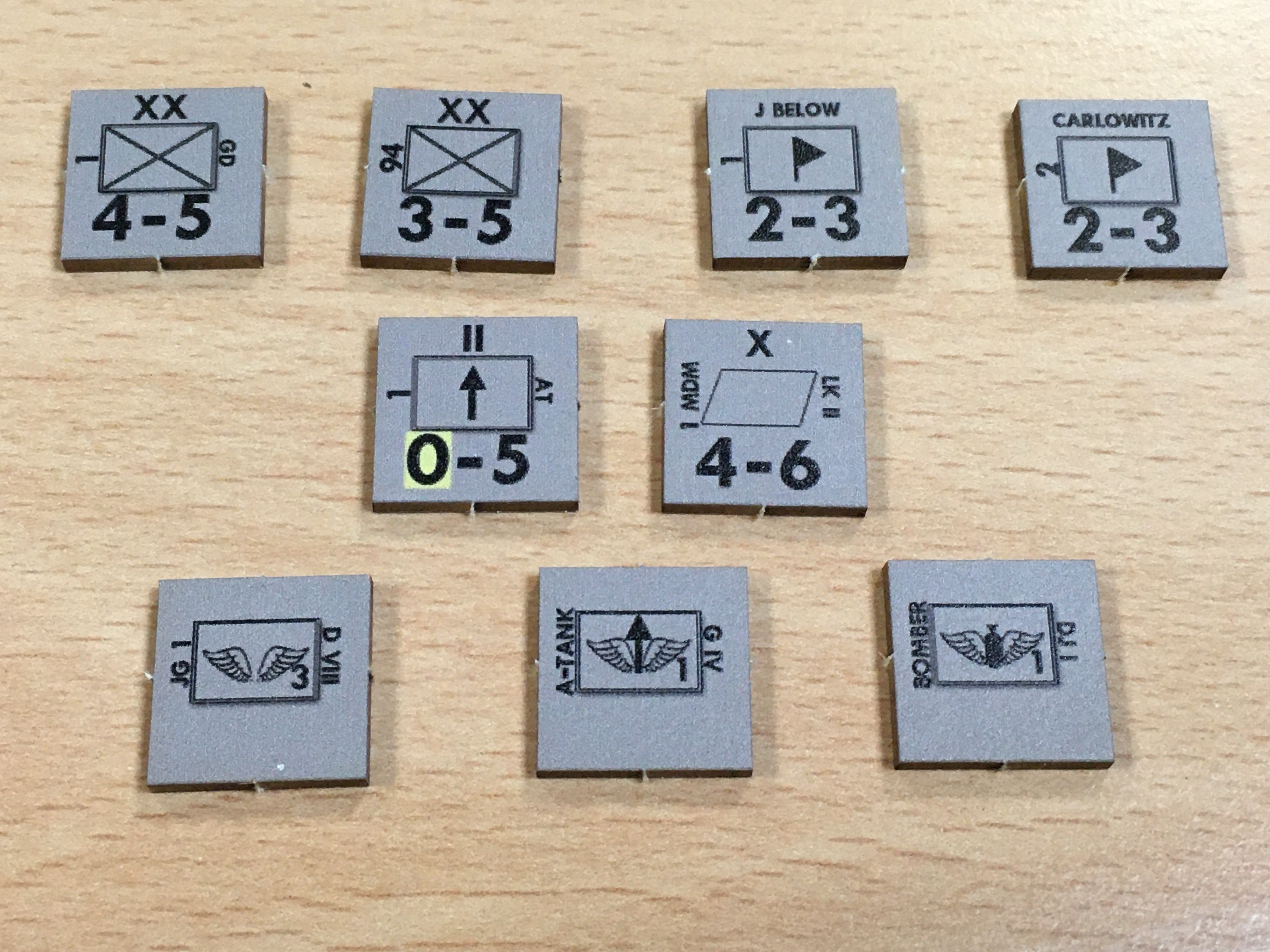 German unit counters Plan 1919 Board game