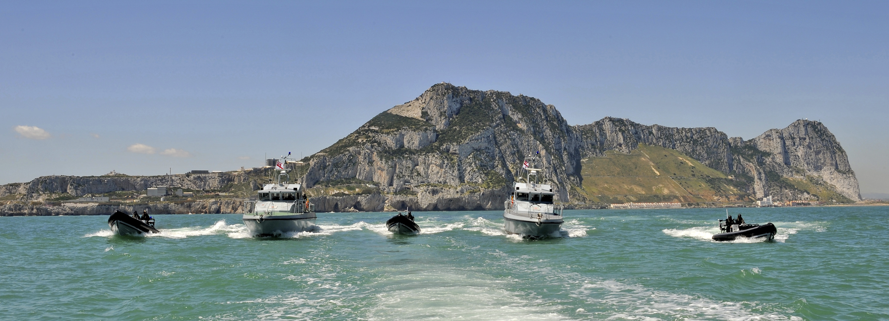 Cover image: Library photo of Gibraltar Squadron fast patrol boats (Picture: MOD).