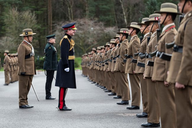 Gurkhas in the British Army on the Parade Ground standing to attention