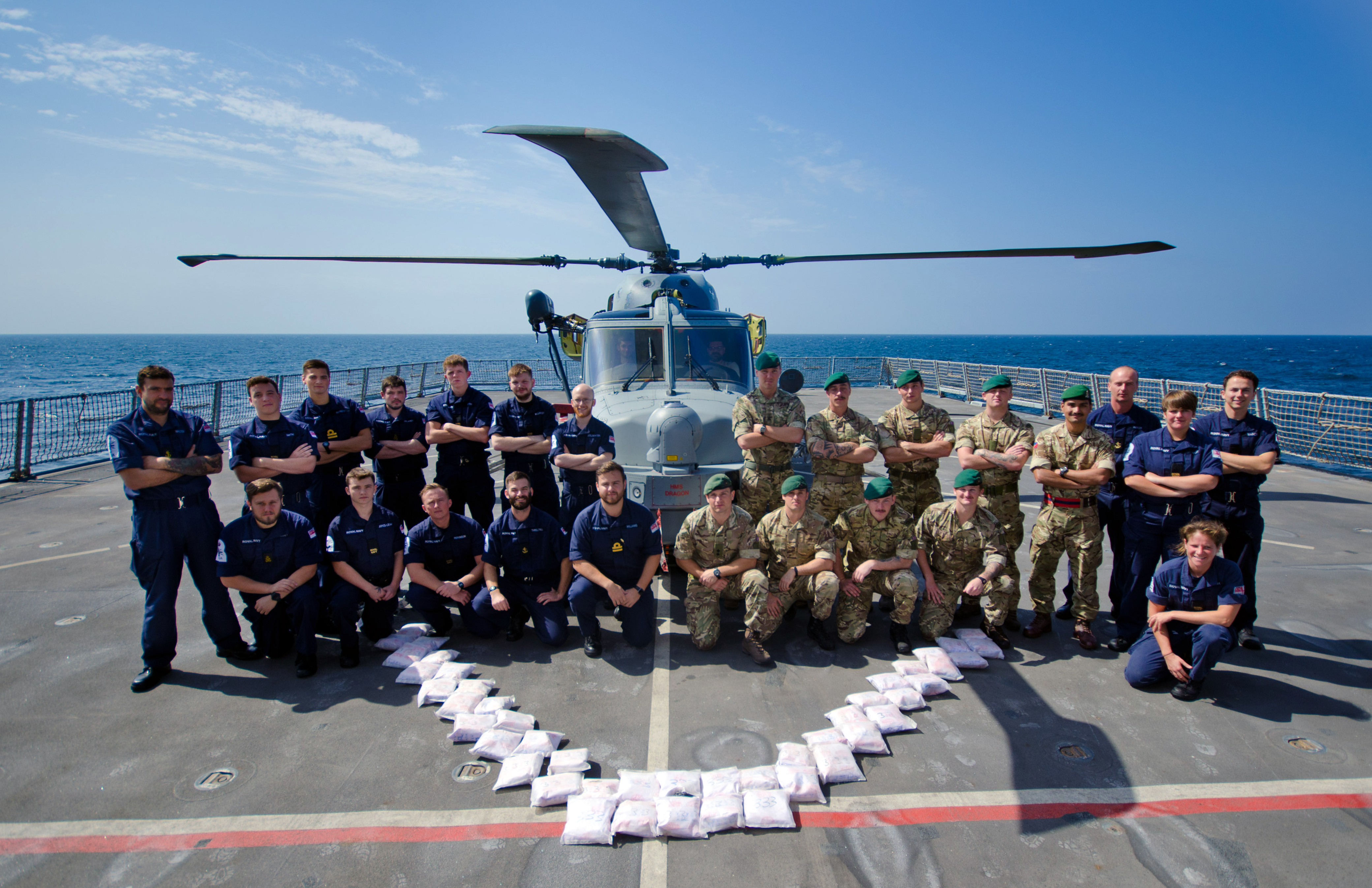 HMS Dragon Crew with Heroin Seized 220219 CREDIT Royal Navy