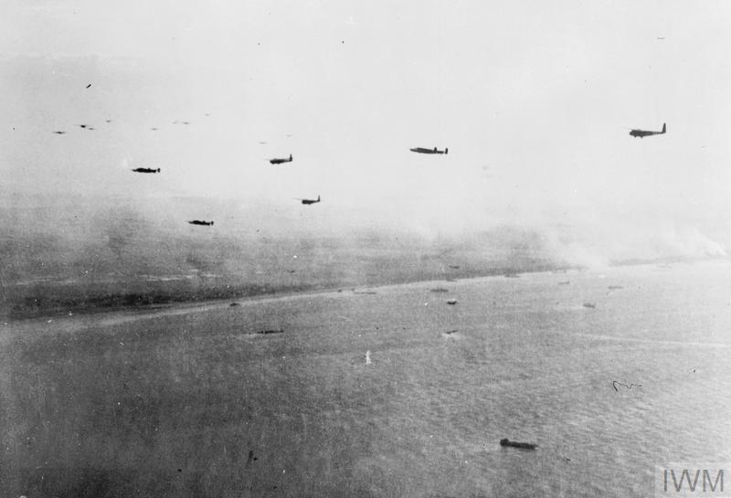 Handley Page Halifaxes of No 38 Group RAF towing Hamilcar gliders carrying part of 6th Airlanding Brigade, 6th Airborne Division, towards the Normandy coast on the evening of 6 June 1944 070419 CREDIT IWM