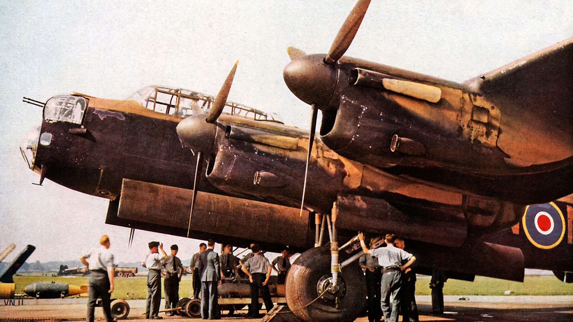 Colour photograph of the loading a Lancaster Bomber, 1942 (Picture: Alamy)