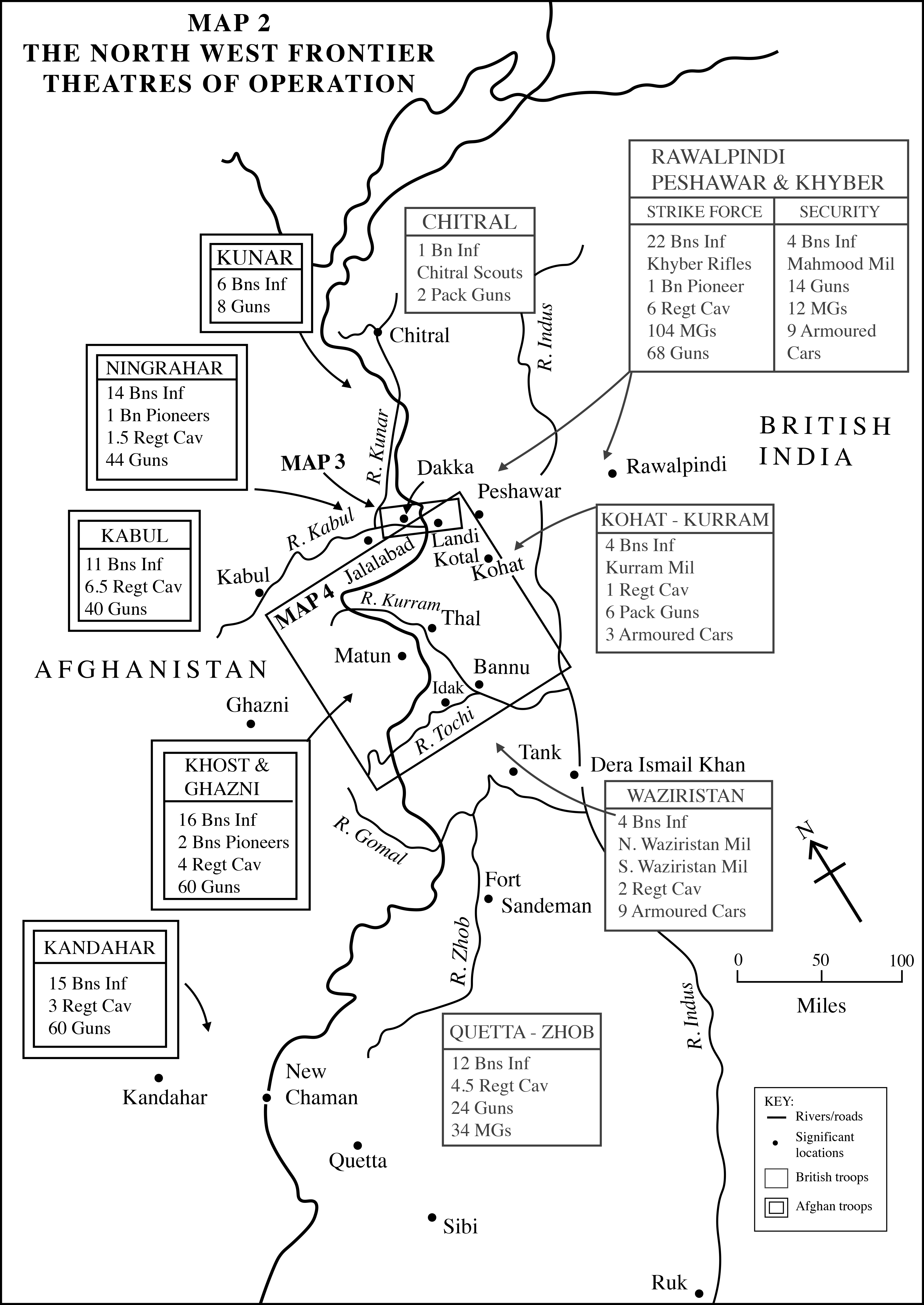 Map of the North West Frontier during the Third Afghan War