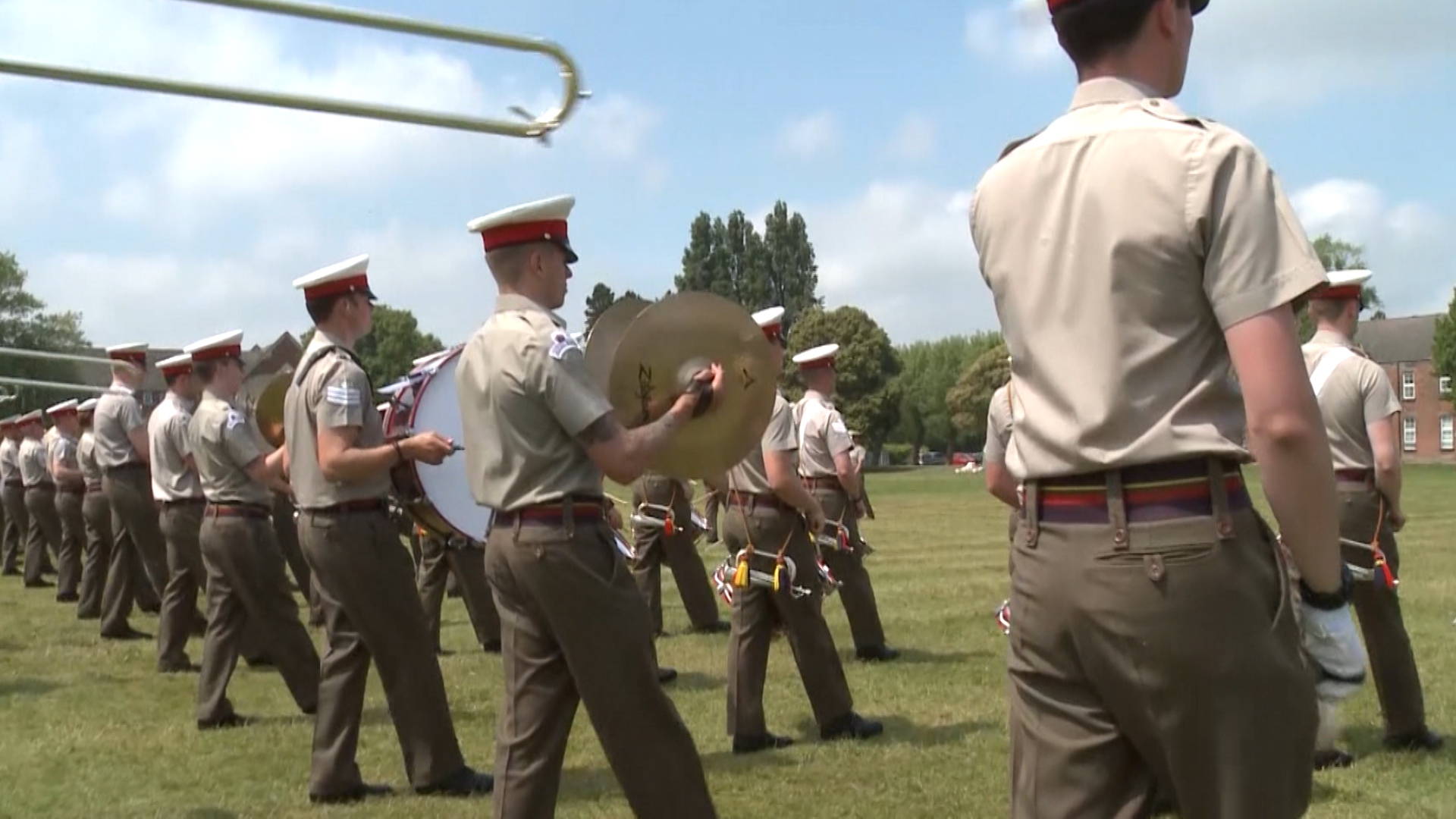 Royal Marines musicians rehearse Beating Retreat