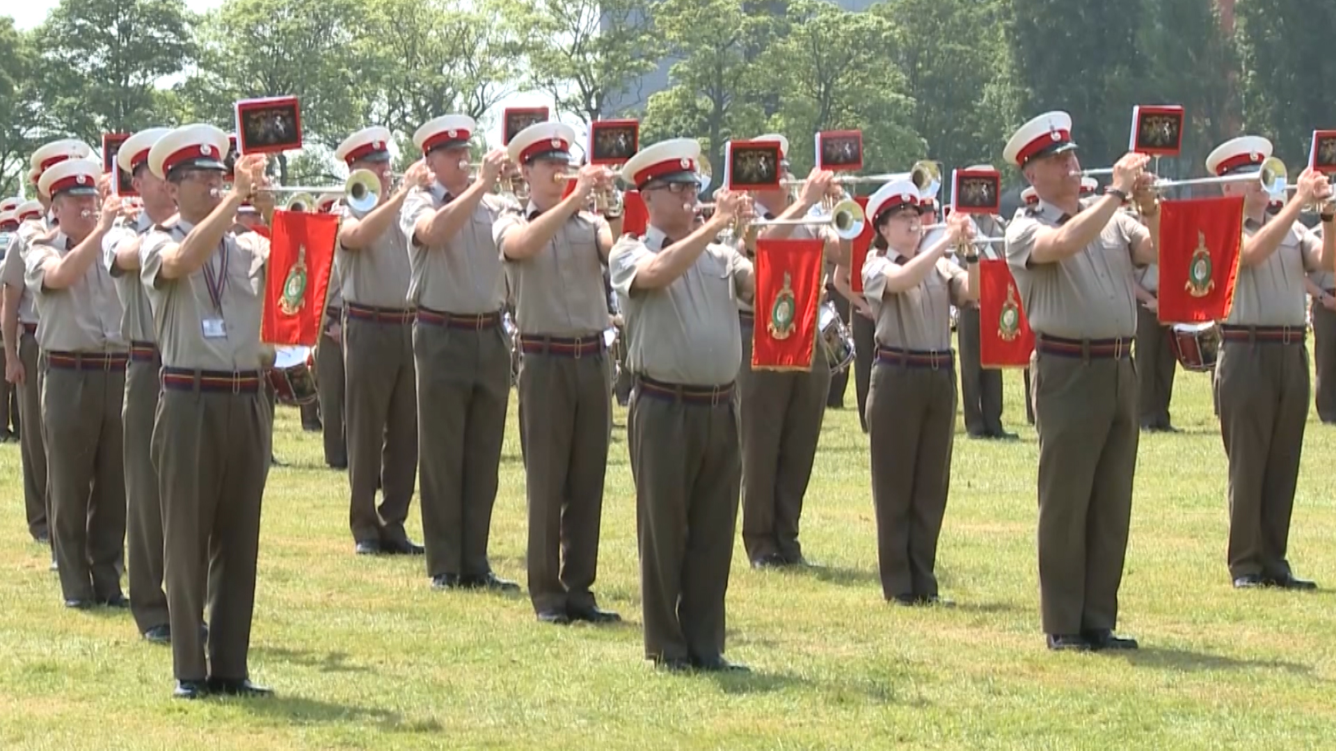 Royal Marines band practice Beating Retreat