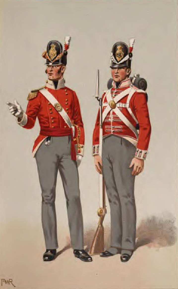 An officer and private from the British 40th Regiment of Foot in 1815