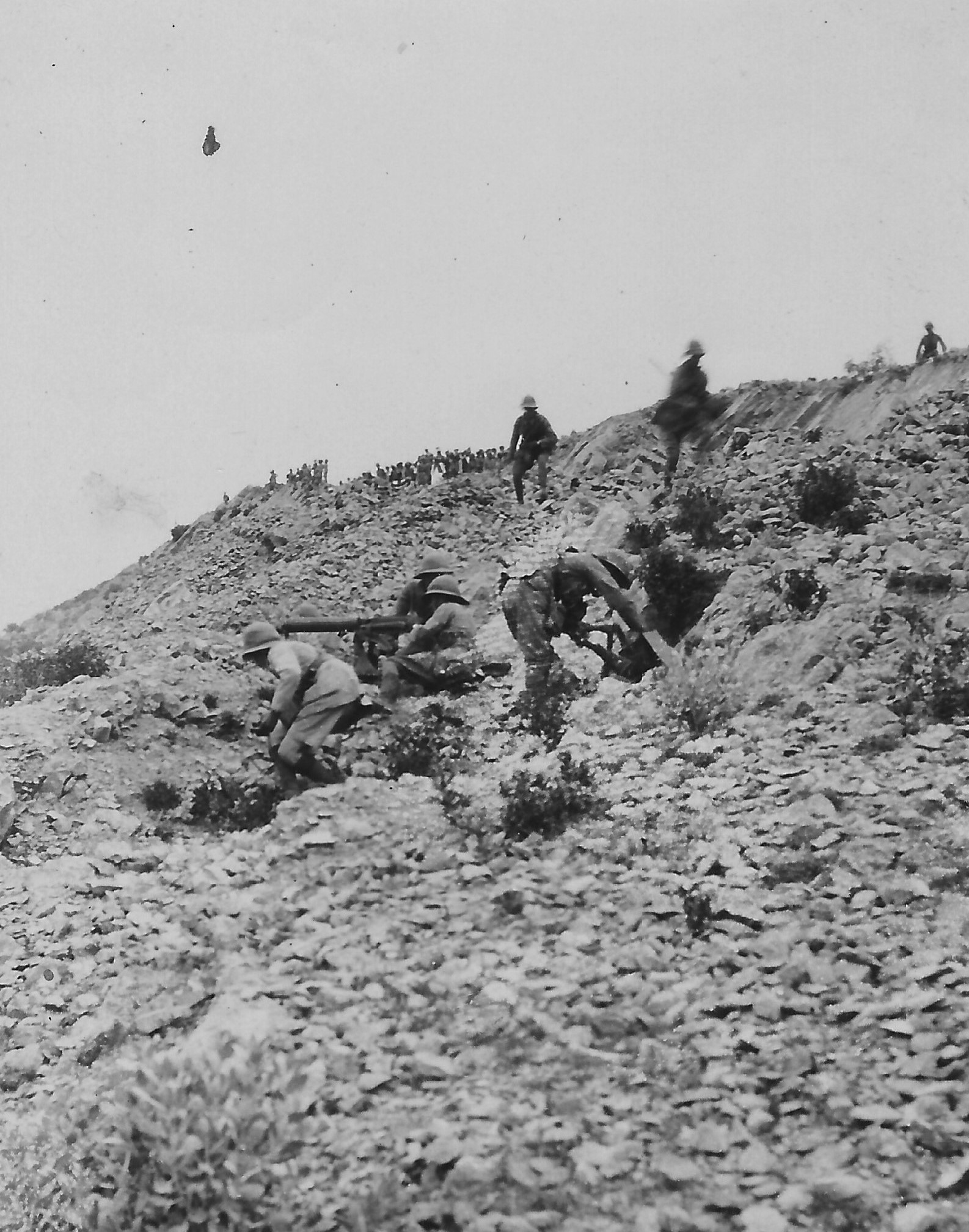 British soldiers fighting on a mountain or hillside in the Third Afghan War