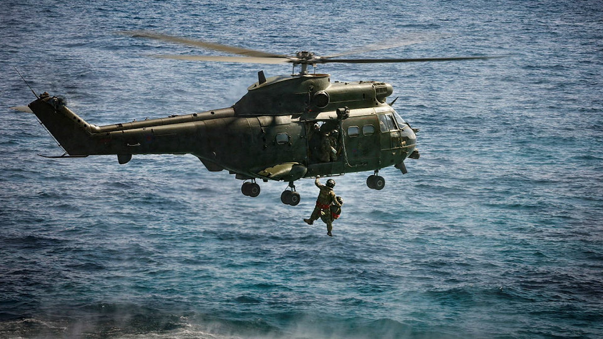 Puma from 33 Squadron in Akrotiri practise winching a simulated casualty CREDIT MOD.jpg