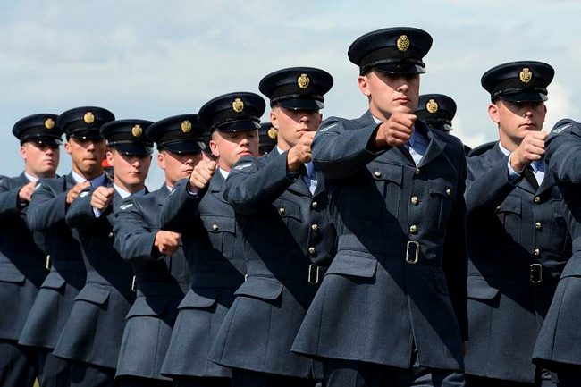 RAF personnel marching