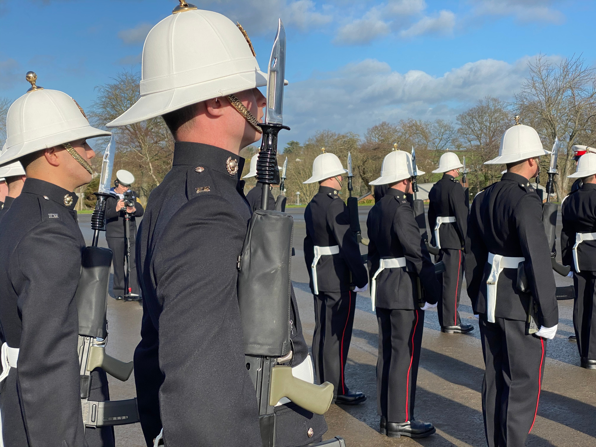 Royal Marines during a passing out parade at the Commando Training Centre, Lympstone, Devon