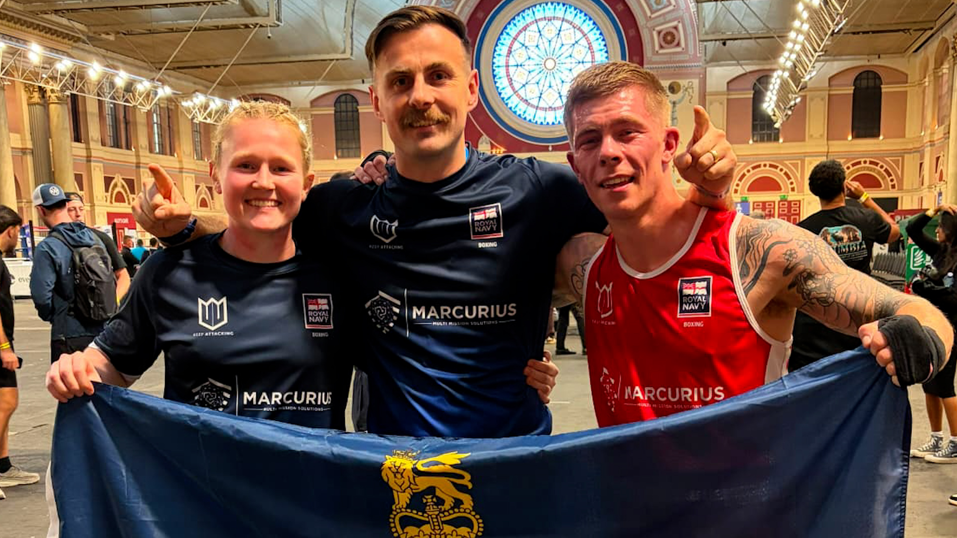 Sophie Colebourn Dan Ward and William Winwood Haringey Box Cup CREDIT Royal Navy Boxing.jpg
