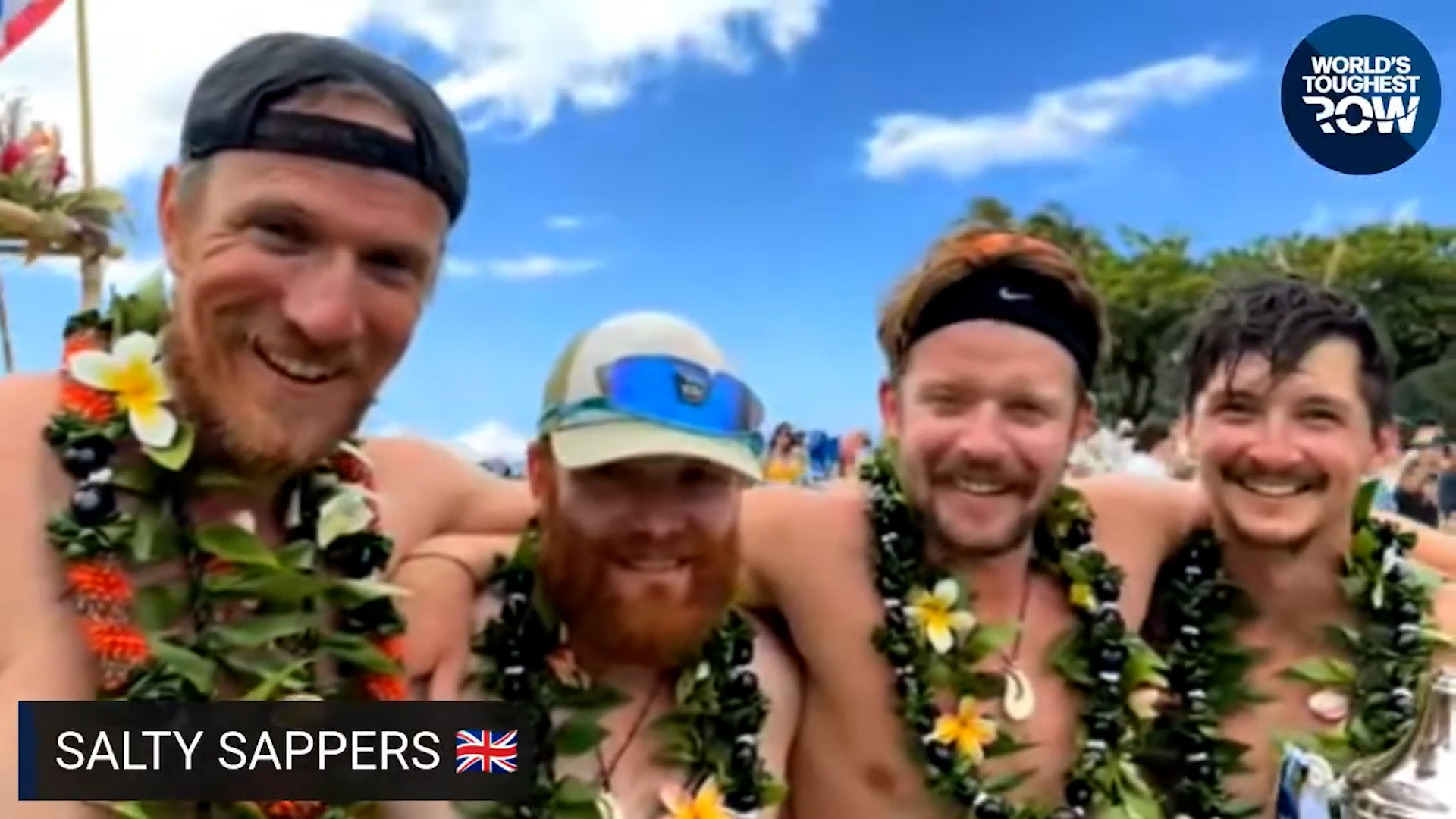The Salty Sappers, a team of British Army engineers who won the World's Toughest Row, celebrating their win 170724 CREDIT World's Toughest Row