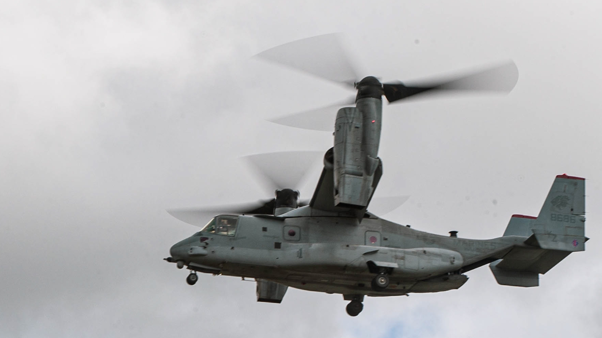 Tilt-rotor Ospreys like this were believed to be on standby in case they were needed