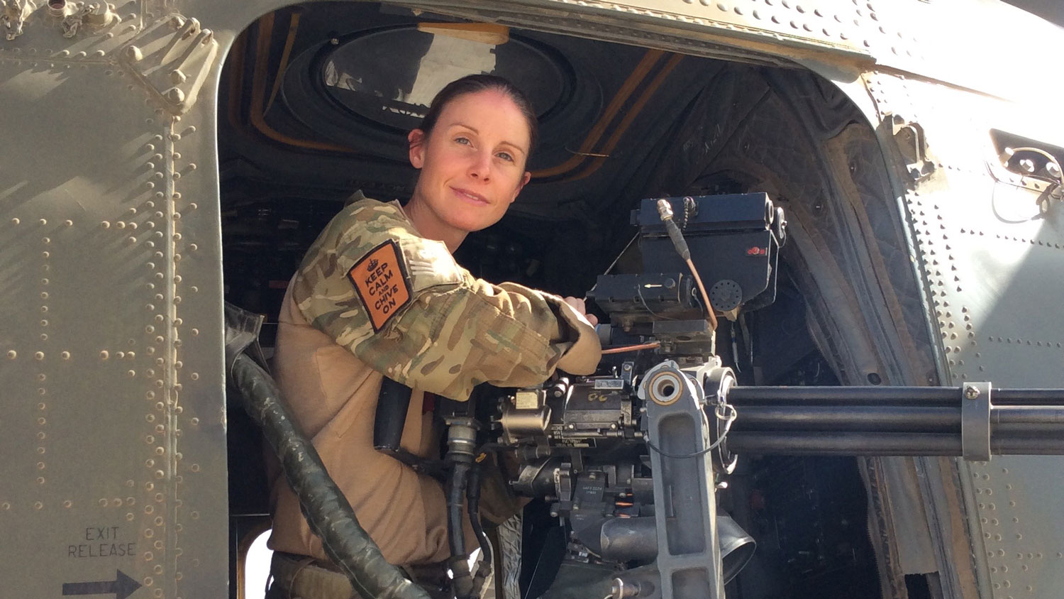 Veteran turned author Liz McConaghy Chinook RAF MERT firearm CREDIT Liz McConaghy