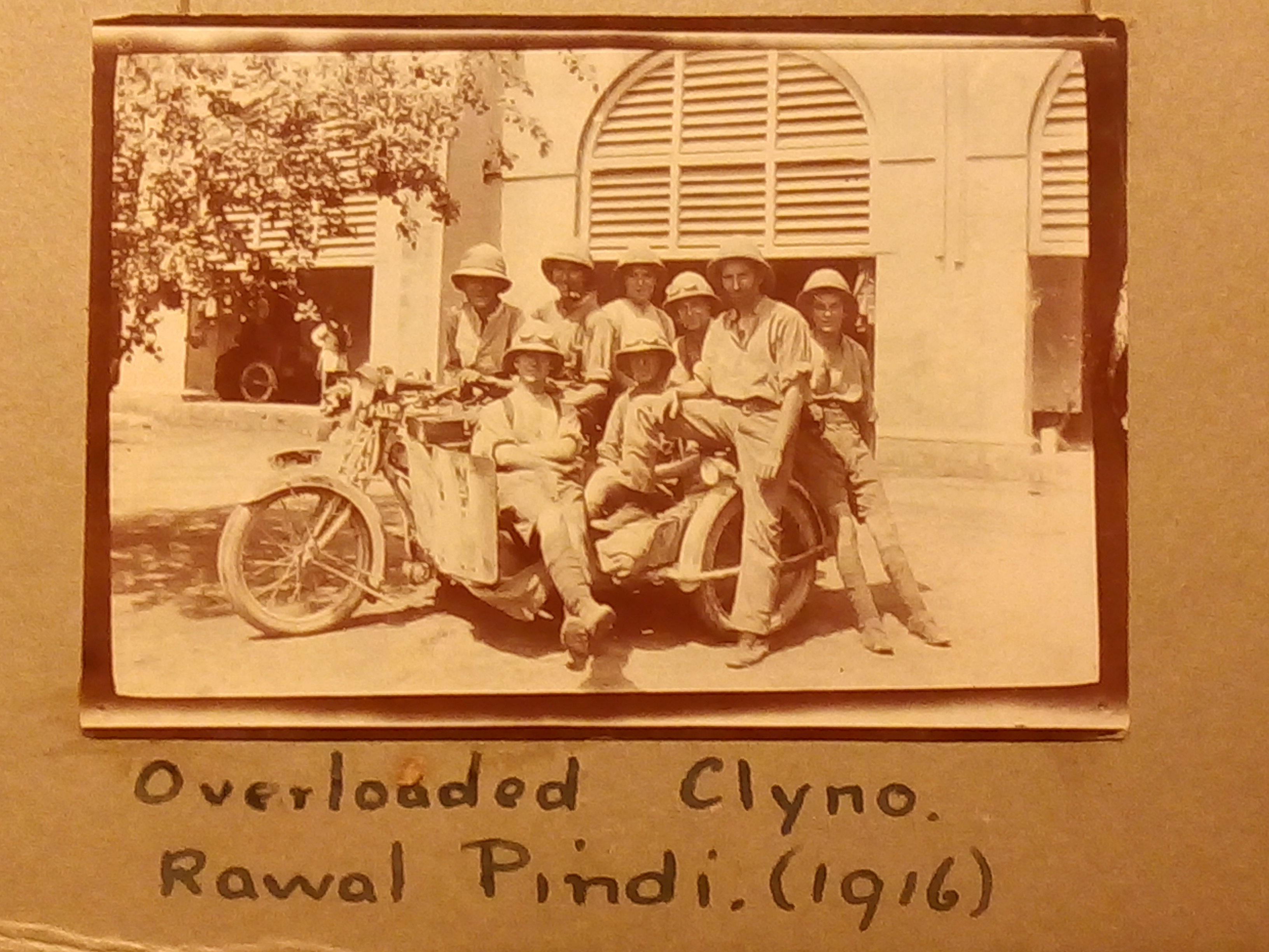 British soldiers on a side car in British India during or after World War 1