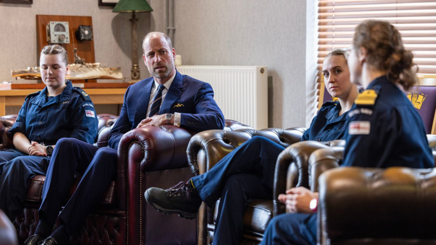 Women serving in the Submarine Service spoke to the Prince William about their experiences in the Armed Forces (Picture: MOD) Prince William met women serving in the Submarine Service during the visit CREDIT MOD