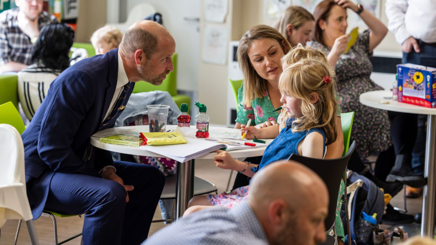 Prince William met submariners and their families at Drumfork Community Centre (Picture: MOD) The Prince of Wales met submariners and their families at Drumfork Community Centre near Faslane CREDIT MOD