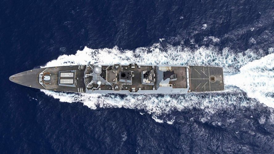 A view of HMS Dragon from a Wildcat helicopter (Picture: MOD) HMS Dragon practises evading missiles in Eastern Med