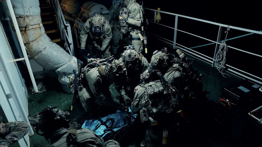 The Royal Marines would later find themselves treating and evacuating a casualty The commandos would later find themselves treating and evacuating a casualty