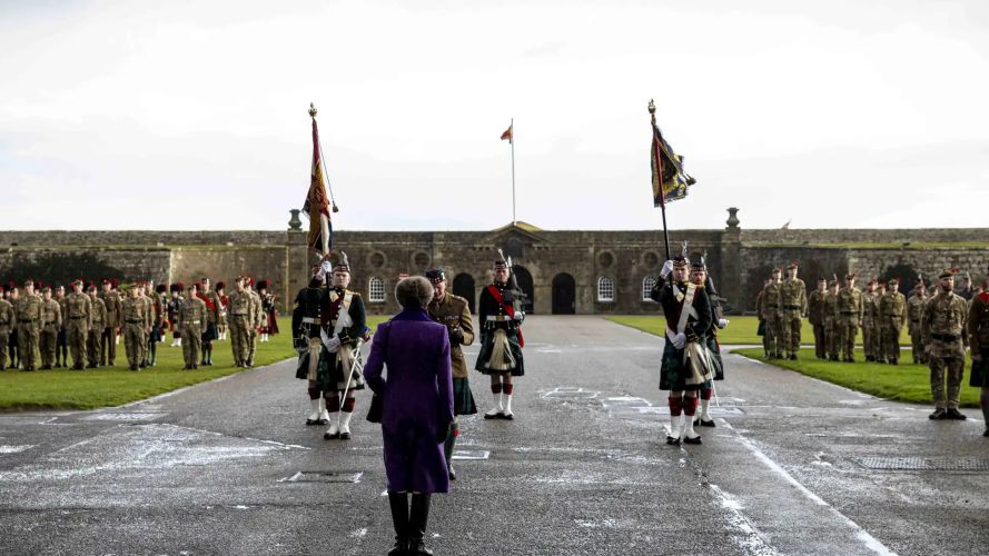 Her Royal Highness takes the salute at Fort George (Picture: MOD) Princess Royal at Fort George