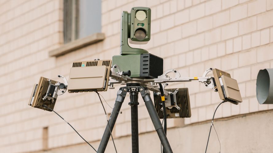 Another piece of hi-tech kit at their disposal was Cortexa Guardian - a static camera and radar system that can locate and identify drone threats Another piece of hi-tech kit at their disposal was Cortexa Guardian - a static camera and radar system that can locate and identify drone threats