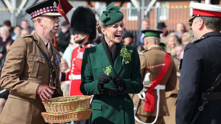The Princess of Wales, in her role as Colonel of the regiment, during a visit to the 1st Battalion Irish Guards for their St Patrick's Day Parade (Picture: PA) P of Wales on St Patrick's Day