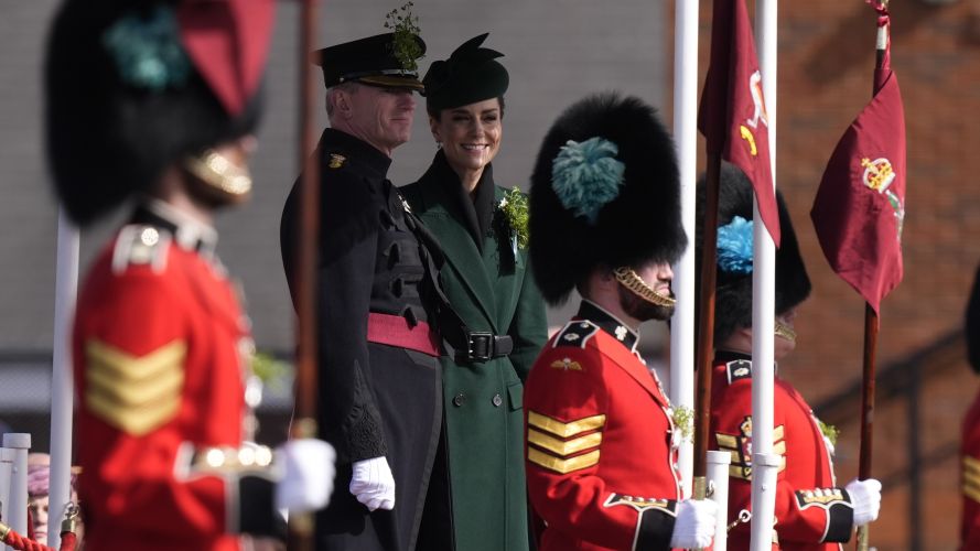 The Princess of Wales, in her role as Colonel, Irish Guards, during a visit to the 1st Battalion Irish Guards for their St Patrick's Day Parade (Picture: PA) P of Wales on St Patrick's Day