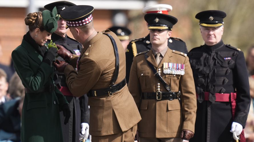 She also received a sprig of shamrock herself (Picture: PA) P of Wales on St Patrick's Day
