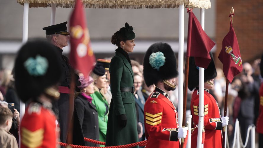 The Princess of Wales, in her role as Colonel of the regiment, during a visit to the 1st Battalion Irish Guards for their St Patrick's Day Parade (Picture: PA) P of Wales on St Patrick's Day