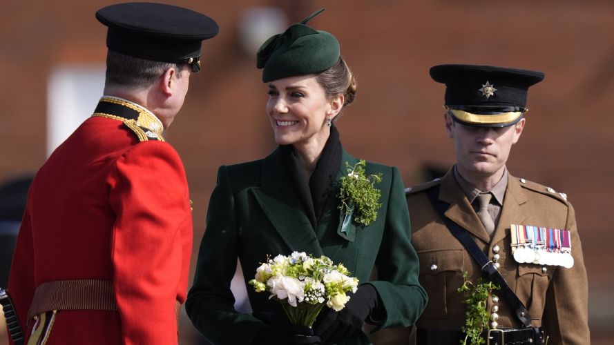 The Princess of Wales joined soldiers of the 1st Battalion Irish Guards to mark St Patrick's Day (Picture: PA) P of Wales on St Patrick's Day