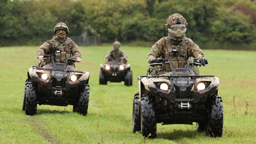 Soldiers from 23 Squadron, 16 Medical Regiment, use Yamaha Grizzly 450 quad bikes to move rapidly around the area on Exercise Brave Cyclone Soldiers from 23 Squadron, 16 Medical Regiment, use Yamaha Grizzly 450 quad bikes to move rapidly around the area on Exercise Brave Cyclone